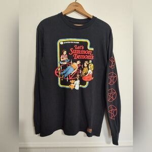 Steven Rhodes Let's Summon Demons Black Goth Pentagram Medium Long sleeve Shirt